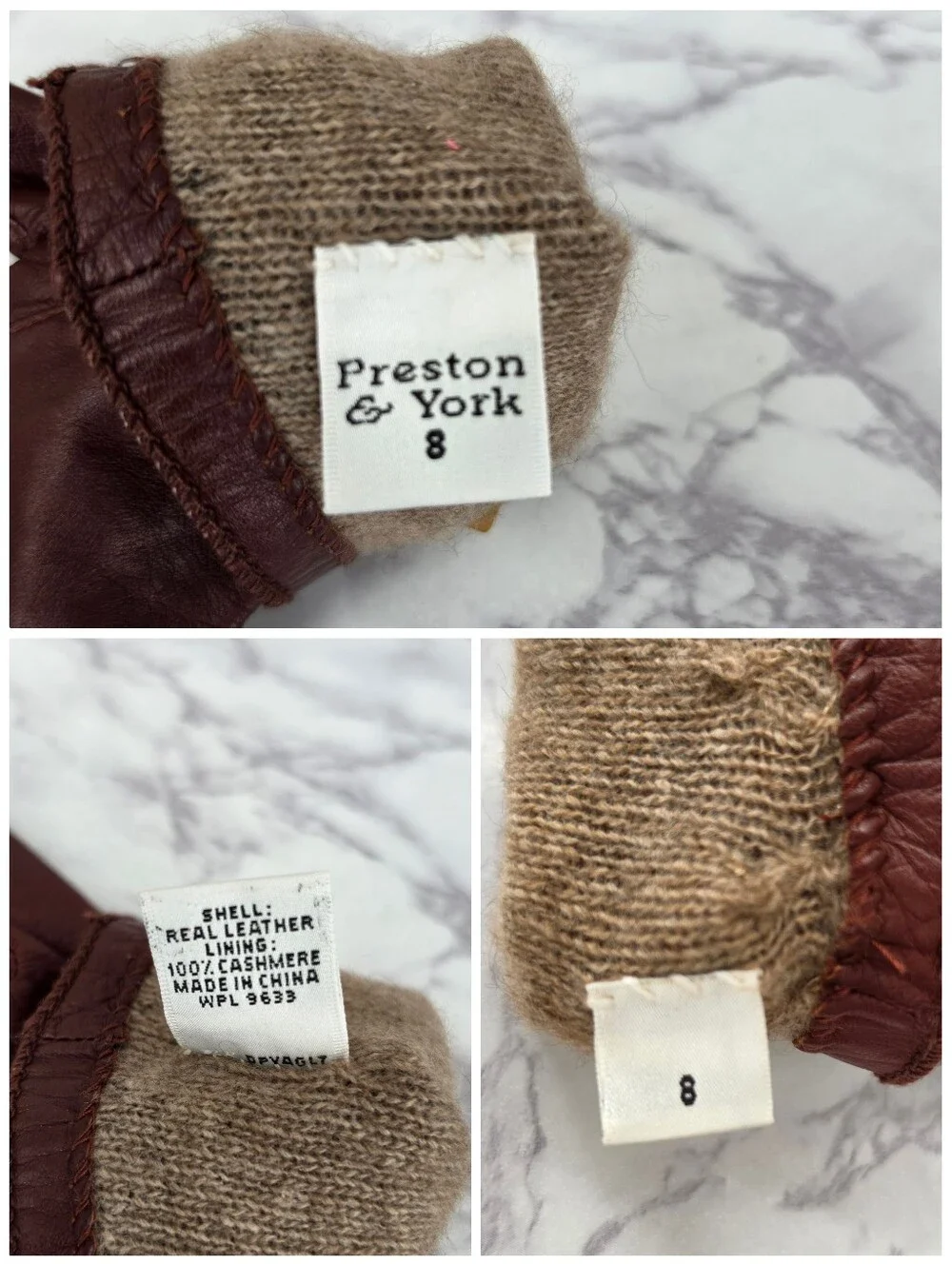 Preston & York Brown Leather Driving Gloves with Cashmere Lining